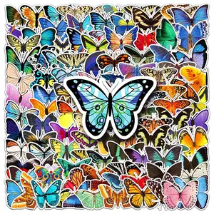 100PCS Factory Outlet Waterproof Decor Decal Graffiti Cartoon Butterfly Sticker For Laptop Luggage Cup