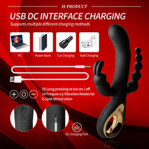 New Rabbit Anal Plug 3 in 1 <b>Vibrator</b> 10 Strong Speeds Vibrating G Spot Stimulator Dildo <b>Sex</b> Toys for Women - Product Image 4