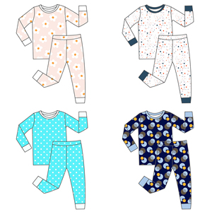 Pijamas para Bebês e Crianças RTS Conjunto de 2 Peças 0-8T Padrão Casual em Bambu Confortável para Meninos e Meninas - Product Image 1