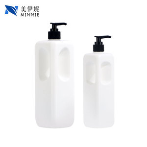 Bouteille Minnie 1000ml en HDPE blanc avec pompe pour lotion, savon, liquide vaisselle, forme carrée - Product Image 4