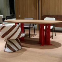 Table à manger ovale minimaliste italienne en bois massif, personnalisable, assemblage requis, pour usage domestique et hôtelier, mobilier de salle à manger
