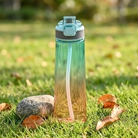 Bouteilles de sport transparentes anti-fuite en Tritan+PP avec couvercle à ouverture rapide et paille intégrée, compatibles lave-vaisselle, pour Halloween, camping et randonnée