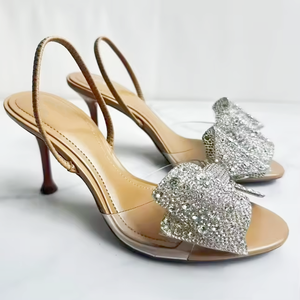 Zapatos de Tacón Alto de Lujo para Mujer, Zapatos de Fiesta y Boda, Sandalias de Verano con Tira Trasera y Tacón Alto y Fino con Pedrería, Venta al por Mayor - Product Image 1
