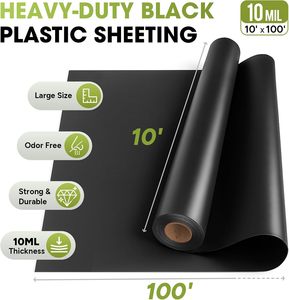 Bâche en plastique LDPE noir Sunton 10 mil, 4m x 150m, robuste, semi-rigide, imperméable, qualité industrielle, en rouleau, pour jardin et sous-sol - Product Image 3