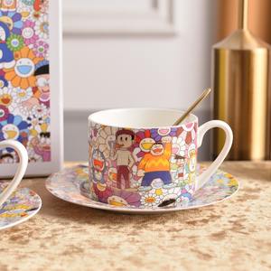 Taza de Café de Porcelana de Hueso de Alta Calidad, Taza de Té de Cerámica con Dibujos Animados, Juego de Taza y Platillo de Té Moderno para Bodas - Product Image 2