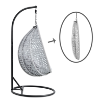 Fauteuil suspendu pliant en rotin, chaise œuf, pour intérieur et extérieur, avec coussin et support métallique – Meilleure vente