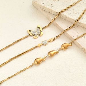 Pulsera de <span class=keywords><strong>Mariposa</strong></span> de Acero Inoxidable al por Mayor para Mujer, Chapada en Oro de 18K, Elegante, Resistente al Deslustre, Joyería de Moda, Regalo - Product Image 3