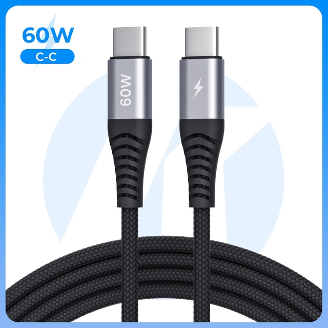 60W PD 3.0 Fast Charging Type-C to Type-C Nylon Braided Data Cable for Android IOS Computer Tablets Laptops