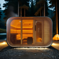 Oferta con Descuento: Sauna de Madera de Cedro Rojo, Sauna Exterior en Forma de Cubo para 4-6 Personas, Belleza Natural