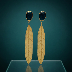 Boucles d'oreilles pendantes en laiton faites à la main avec perles, plaquées or 18 carats, style bohème tendance - Product Image 3
