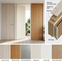 Porte intérieure en bois mélaminé anti-rayures pré-assemblée avec panneau HDF à bordure PUR, résistante à l'humidité, pour chambre principale, vente en gros