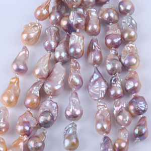 18cm14-16mm Natural Freshwater <b>Pearl</b> Bracelet Purple Baroque Bead DIY Handmade Jewelry White-Color <b>Loose</b> <b>Pearls</b> From Zhuji - Product Image 1