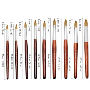 Kolinsky Acrylic Nail <b>Brush</b> Red Wood Handle Gel Builder Manicure <b>Brush</b> Nail Art Tools Nail Salon Size 8-24 - Product Image 6