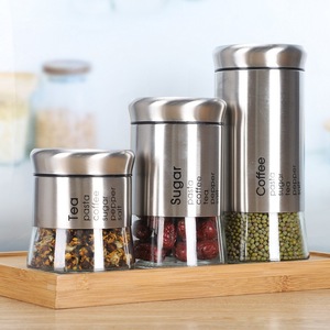 Đa chức năng thực phẩm lọ thủy tinh nhà bếp ngũ cốc Dispenser lưu trữ container đồ ăn nhẹ Nuts thép không gỉ kín chậu - Product Image 3