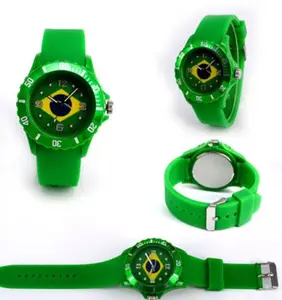 Jam tangan plastik murah jam Promosi gelang silikon dial nama merek kustom untuk pemilihan