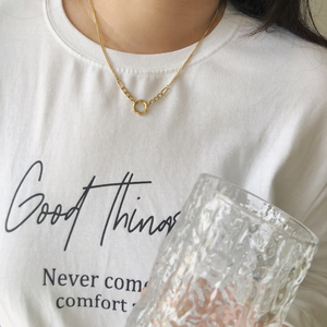Simple Fashion OL Chain <strong>Chunky</strong> Figaro Chain Flower Ring Necklace Clavicle Chain Summer Titanium Steel 18k Gold Plated <strong>Jewellery</strong> - Product Image 3