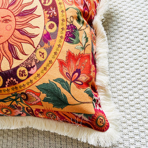 Europäischer Fransen-Baumwoll-Leinen-Kissenbezug mit Druck, 45x45 cm, Dekorative Kissen für das Wohnzimmer - Product Image 3