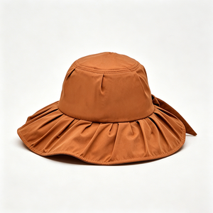 Sombrero de Sol Unisex de Ala Ancha, Plegable, con Protección UV, con Lazo, Color Marrón, con Volantes, para Viajes, Pesca, Playa, Verano - Product Image 2