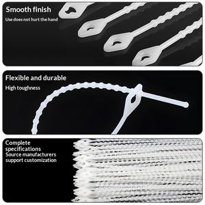 調整可能なセルフロック式ビーズ付きナイロンケーブルタイ、卸売、黒白、複数仕様、PA66素材 - Product Image 3