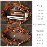 Sac fourre-tout en cuir de vachette souple pour femme, grande capacité, avec poignée supérieure, bandoulière amovible et poche extérieure