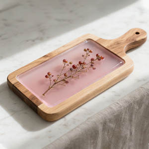 Massal 500 buah kayu kerajinan tangan bambu kerang laut bunga kering Resin menyajikan Charcuterie keju talenan blok pemotong - Product Image 2