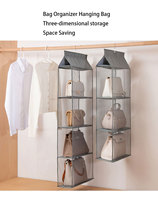 Organisateur de sac à main suspendu en trois dimensions dispositif de stockage de sac de placard à la maison avec porte-poussière pour l'organisation de placard
