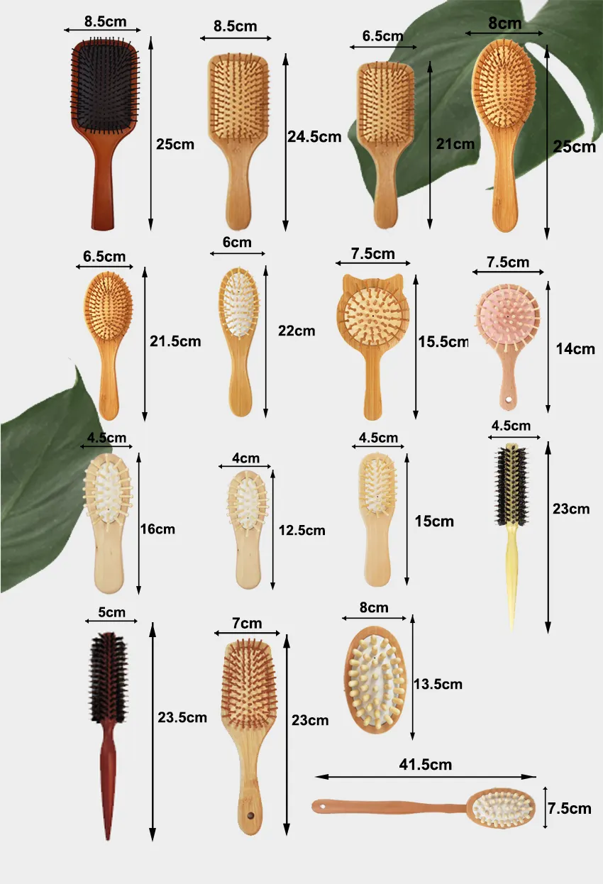 Produtos para o cabelo biodegradáveis Healthcare Scalp Detangling Pentes De Cabelo Massagem Pente De Madeira Bambu Hairbrush