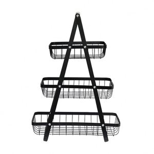 Afternoontime <b>Dessert</b> Doughnuts Black Metal Iron Vegetable Fruit Basket 1 2 3 Tiers for Kitchen Counter - Product Image 2