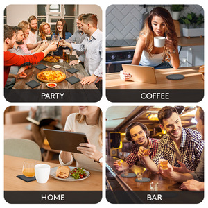 Thiết kế tối giản nhà bếp vuông đen Coaster số lượng lớn đá tự nhiên <span class=keywords><strong>Slate</strong></span> đế lót ly với in logo tùy chỉnh bảng uống Pads - Product Image 6