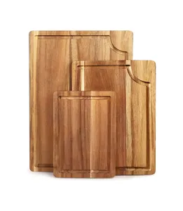 Tabla de cortar de madera de acacia maciza ecológica de 3 piezas, juego de tabla de cortar de bambú, popular al por mayor