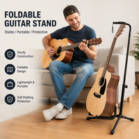 Stand Gitar Lipat Logam Portabel Dapat Disesuaikan Anti Selip Langsung dari Pabrik untuk Gitar Elektrik Akustik Senar Instrumen Panggung Rumah