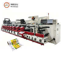 Machine d'impression flexographique à grande vitesse pour films plastiques en rouleau, 6, 8 ou 10 couleurs, à bobine étroite, avec servomoteur, pour étiquettes adhésives en papier