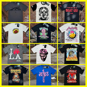 Nuevo Estilo Americano, Camiseta de Verano para Hombre y Mujer, de Doble Gasa, 100% Algodón, Transpirable, Casual, con Estampado de Letras, Manga Corta y Corte Holgado - Product Image 1