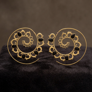Boucles d'oreilles Huggie spirale en zircon plaqué or, style tribal filigrané tendance, pour femme, bijoux fantaisie en gros - Product Image 2