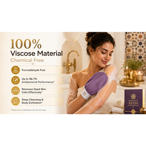 Customized Simple Traditional Moroccan Viscose Antibacterial Chemical Free Exfoliating Glove Deep Cleansing <b>Body</b> <b>Scrub</b> - Product Image 5