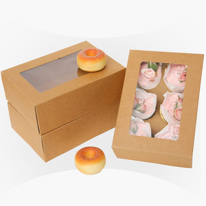 Boîte d'emballage transparente pour mini-cupcakes avec gaufrage, tailles personnalisées (4-24), en papier kraft recyclable pour aliments et sushis, modèle B1 - Product Image 4