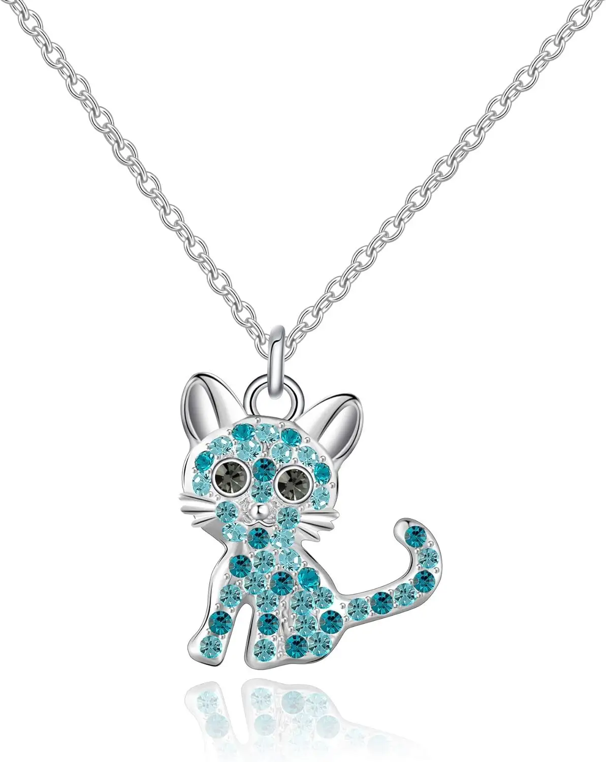 Cz kalung baja tahan karat trendi, perhiasan kucing lucu modis perhiasan hewan liontin kalung untuk anak perempuan Wom 2024