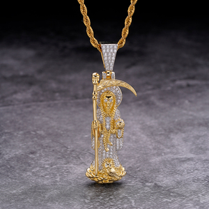 Nuovo arrivo S925 Sterling Silver Holy Pendant Saint Of Death collana Grim Reaper ciondolo Halloween Cz Jewelry - Product Image 3