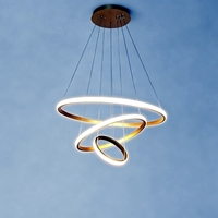 Lustre LED moderne à double anneau entrelacé, intensité variable, pour salle à manger, salon, décoration intérieure