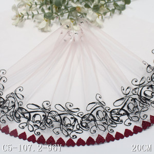 Encaje de Tul Color Nude con Bordado Personalizado de Corazón Rojo de 20CM, Encaje de Alta Calidad para Prendas y Accesorios para <span class=keywords><strong>el</strong></span> Cabello - Product Image 6