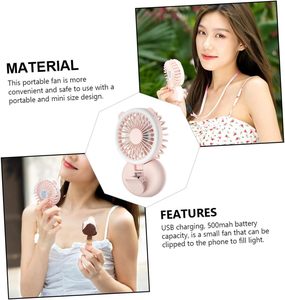 Ventilateur portable à clipser, mini ventilateur de téléphone rechargeable, pour la maison, l'extérieur et les voyages, avec anneau lumineux LED et clip pour téléphone, ventilateur pliable à main - Product Image 5