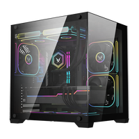 Boîtier PC Ruix ZY M240 Mid Tower en alliage d'aluminium avec fenêtre latérale, ventilateurs ARGB 240 mm, compatible Micro ATX/ITX, pour jeux et bureau