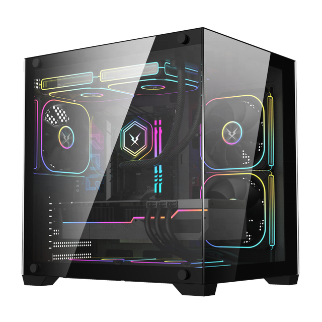 Ruix ZY M240 Mid Tower Aluminum Alloy PC Case with Side Panel Window 240mm ARGB Fans Micro ATX/ITX Stock Gaming Office Desktop