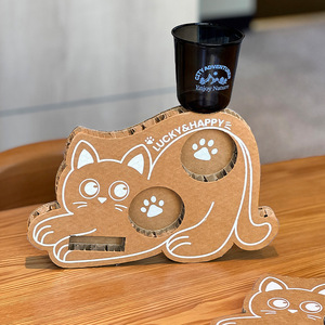 Support en carton alvéolé personnalisé pour gobelets – Plateau ondulé pour café, thé au lait, exposition – Finition mate, support jetable pour boissons - Product Image 6