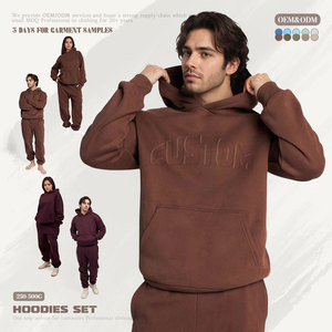 Tuta da uomo autunno/inverno con logo personalizzato ORM, set di felpe con cappuccio taglie forti, set di felpe con cappuccio unisex in cotone per jogging da uomo - Product Image 1
