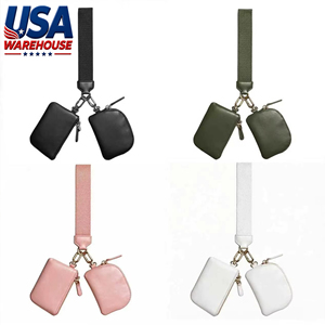 USA Oversea 2026 Portable Mini PU Wrist Bag Waterproof Coin Purse Zipper Fashionable Color-Matching <b>Letter</b> Key Storage Bag - Product Image 1
