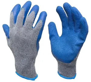 Offre Spéciale 12 paires grands gants de travail Double couche en Latex de caoutchouc pour la Construction gants de jardinage en coton mélangé bleu robuste