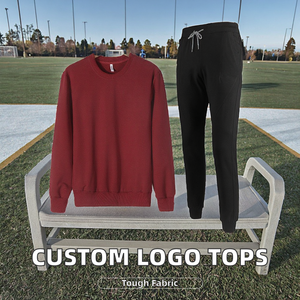 Wholesale Custom Logo Printed Crewneck Pullover Sweatshirts Solid Pattern Worsted Cotton/Bamboo <b>Lined</b> Loose Fit Men's Spring - Product Image 3