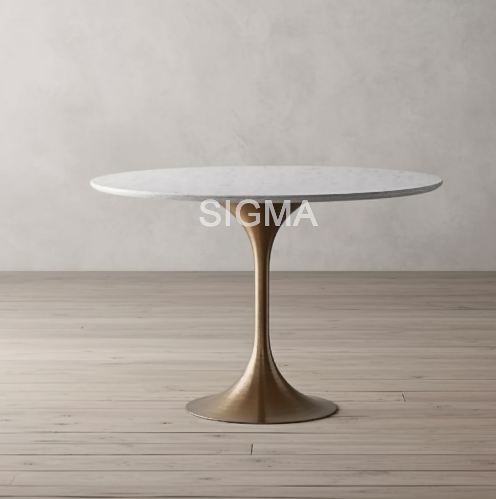 Luxury Dinning Table Set Marble Desktop Metal Base Dinning Table Round Table