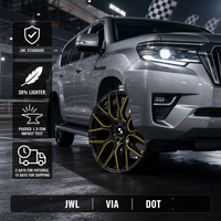 Velg Tempa Kustom 18 19 20 Inch Multi-Spoke Gloss Black Yellow Accent Alloy Rim untuk BMW Audi Mercedes Benz Tesla
